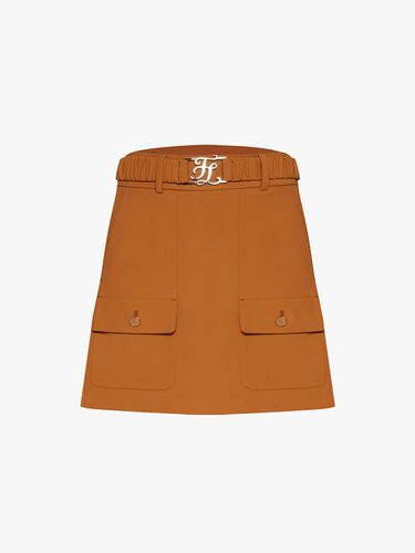 Logo Belt Semi A-line Double-woven Skirt [Beige] - FAIRLIAR GOLF - Modalova