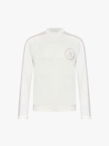 Color Block Shoulder Blouson Fit Turtleneck T-shirt [Beige] - FAIRLIAR GOLF - Modalova