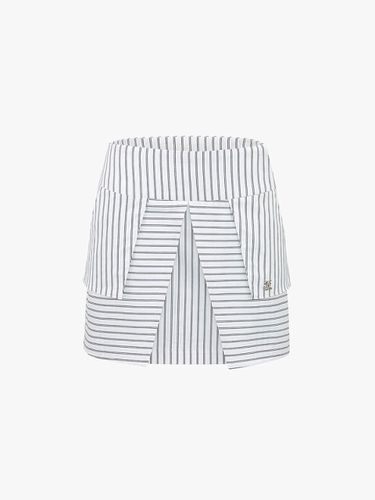 High-waist Vertical Stripe Cotton-blend Skirt [Beige] - FAIRLIAR GOLF - Modalova