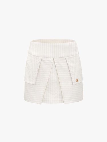 High-waist Vertical Stripe Cotton-blend Skirt [Beige] - FAIRLIAR GOLF - Modalova