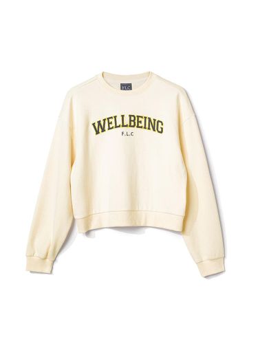 Drop Shoulder Cropped Cotton Sweatshirt [YELLOW] - FAIRLIAR CLUB - Modalova