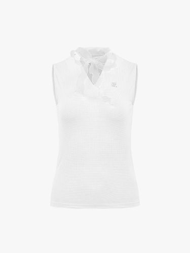 Organza Ribbon Sleeveless Slim Fit T-shirt [Beige] - FAIRLIAR GOLF - Modalova