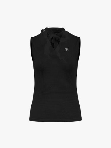 Organza Ribbon Sleeveless UV Protection T-shirt [Black] - FAIRLIAR GOLF - Modalova