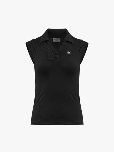 Frilled V-neck Sleeveless T-shirt [Black] - FAIRLIAR GOLF - Modalova