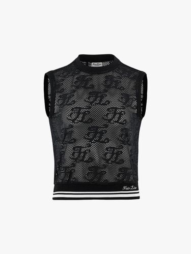 Logo Mesh Cropped Blouson Vest [Black] - FAIRLIAR GOLF - Modalova