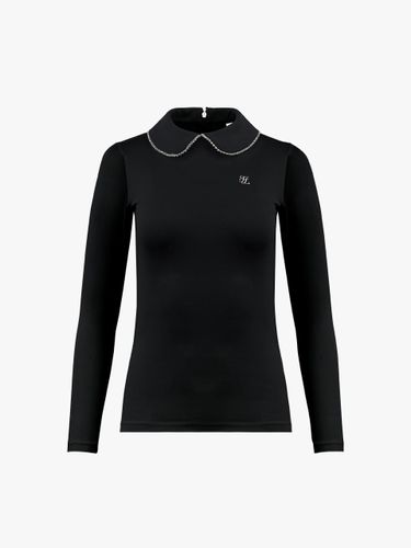 Beaded Collar UV-Protective Cooling T-shirt [Black] - FAIRLIAR GOLF - Modalova