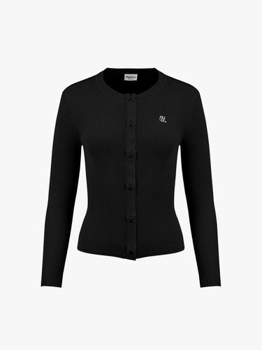 Slim Fit Knit Ribbon Cardigan [Black] - FAIRLIAR GOLF - Modalova