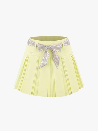 High-Waist Scarf Set Pleated Skirt [Yellow] - FAIRLIAR GOLF - Modalova