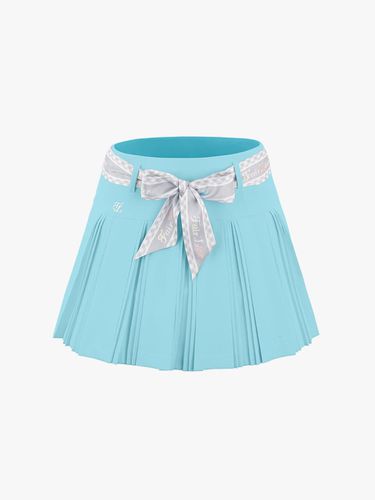 High Waisted Pleated Scarf Set Skirt [Ceramic Blue] - FAIRLIAR GOLF - Modalova