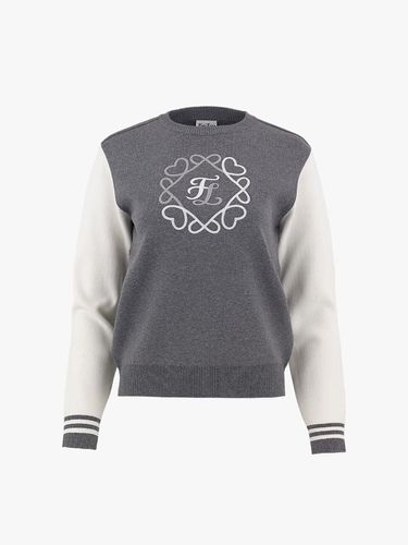 Heart Symbol Drop Shoulder Knit Sweater [Grey] - FAIRLIAR GOLF - Modalova