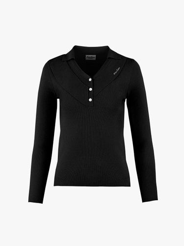 Ruffle Point Ribbed Semi-Slim Knit [Black] - FAIRLIAR GOLF - Modalova