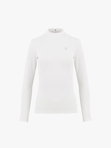 Frilled High-Neck Slim-Fit Long Sleeve T-shirt [Beige] - FAIRLIAR GOLF - Modalova