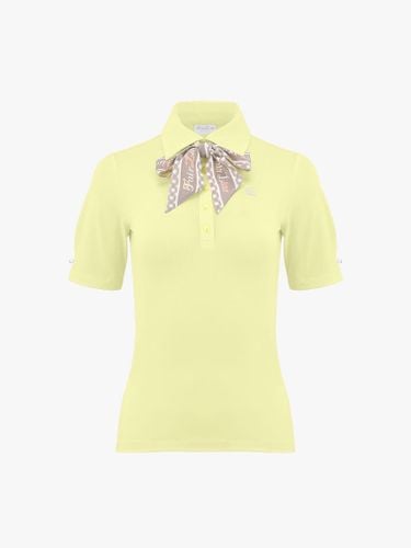 Gingham Slim Fit Pearl Button T-shirt [Yellow] - FAIRLIAR GOLF - Modalova