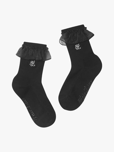 Frilled Cotton-Touch Elegant Socks [Black] - FAIRLIAR GOLF - Modalova