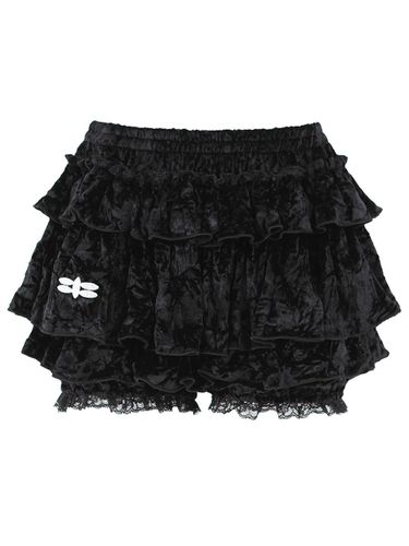 Velvet Cancan Elastic Waist Skirt [] - PLASMA SPHERE - Modalova