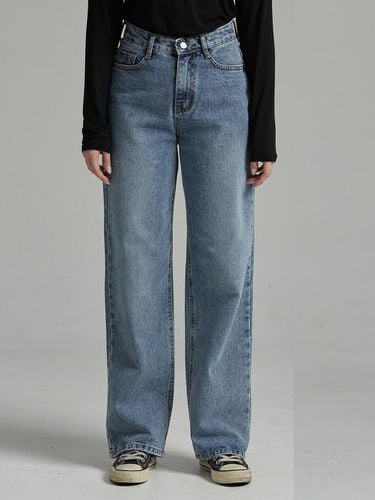 Unisex Semi-Wide Cotton Denim Pants [Dark Blue] (9085) - MILLIONCOR - Modalova