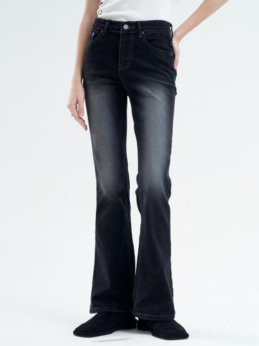 Stretch High-Waist Boot-Cut Denim Pants [Black-Blue] (7163) - MILLIONCOR - Modalova