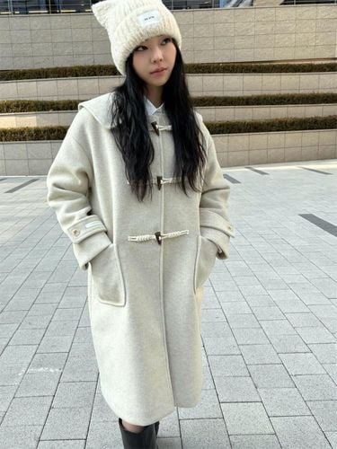 Toggle Button Collar Long Duffle Coat [Beige] - koolkitten - Modalova