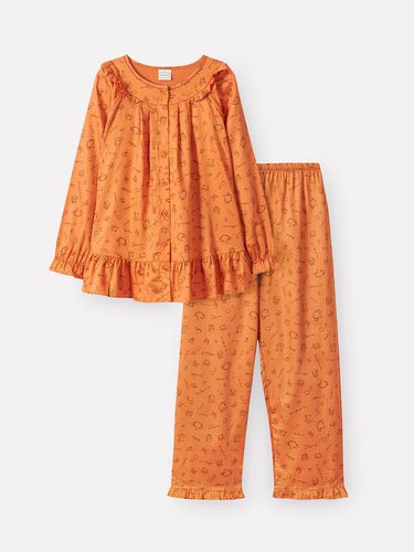 Cotton Raglan Sleeve Tea Time Pajama Set (E104) - orcite - Modalova