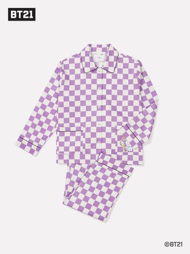 BT21 Border Check Cotton Twill Pajama Set (C051) - orcite - Modalova