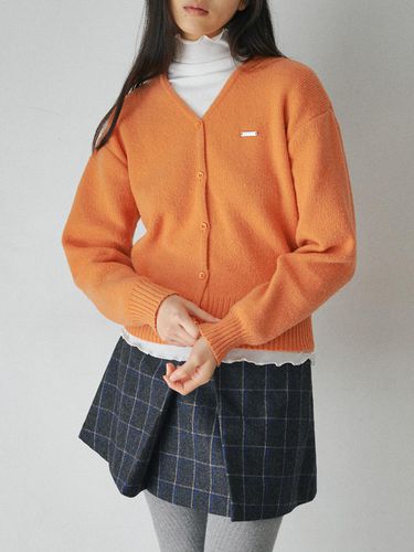 Essential V-neck Polyester Knit Cardigan [ORANGE] - BELLOL - Modalova