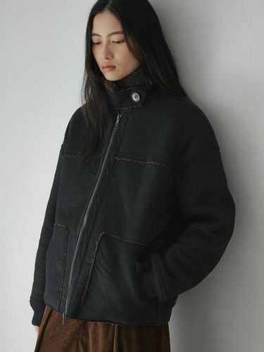 Suede Overfit Half Mustang Jacket [BLACK] - BELLOL - Modalova