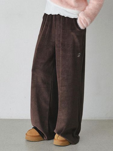 Velour Cotton-Polyester Relaxed Fit Track Pants [BROWN] - BELLOL - Modalova