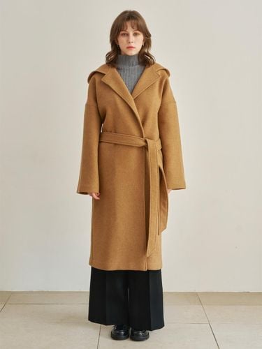 Wool Blend Hooded Long Coat [Camel] - ARMOIRESECRET - Modalova