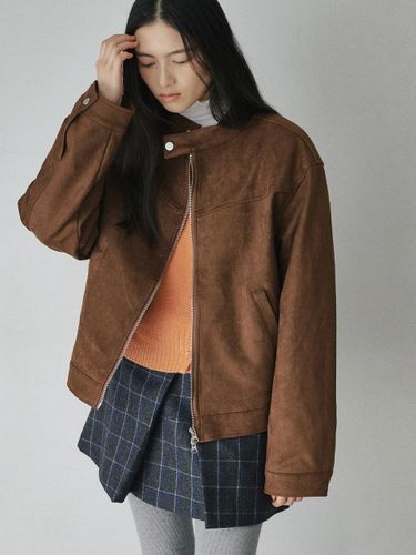 Versatile Relaxed Fit Suede Jacket [BROWN] - BELLOL - Modalova