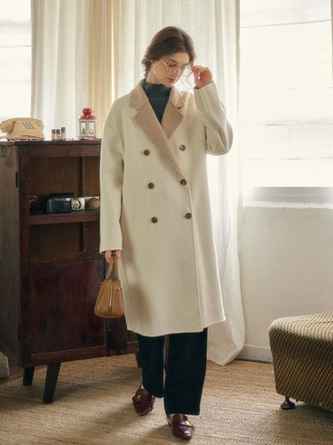 Double Soft Wool Reversible Coat [Beige/Camel] - Simple Retro - Modalova