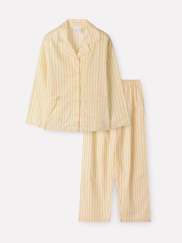 Cotton Air-Washed Striped Long Sleeve Loungewear Set (F105) - orcite - Modalova