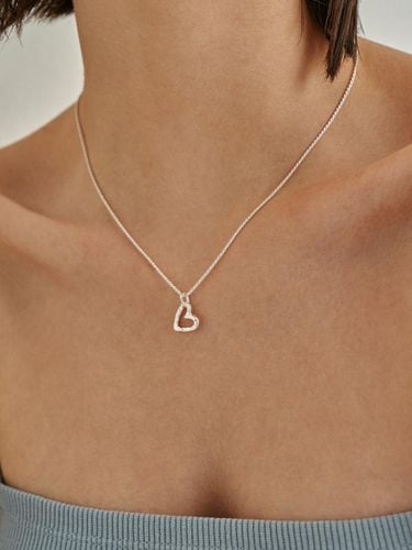 Sterling Silver Adjustable Bumpy Heart Rope Chain Necklace - liersi - Modalova