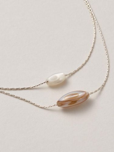 Silver Mother of Pearl Chain Necklace [WHITE] - liersi - Modalova