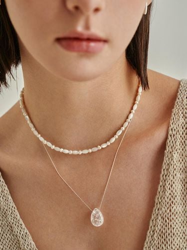 Natural Crystal Drop Silver Necklace - liersi - Modalova