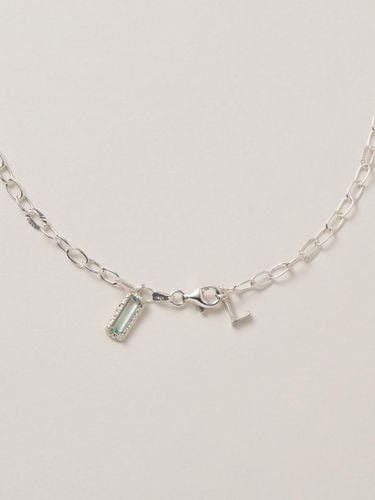 Silver Zirconia Stone Chain Necklace [Sky Blue] - liersi - Modalova