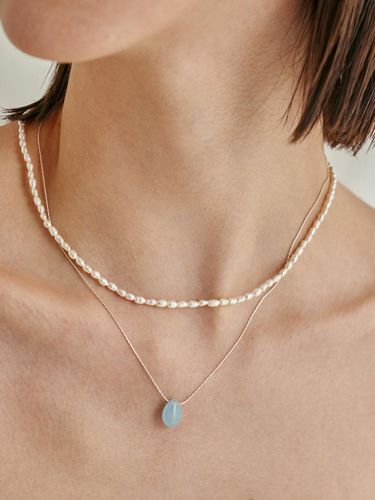 Soda Chalcedony Waterdrop 925 Silver Necklace - liersi - Modalova