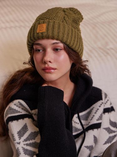 Twisted Polyester Knit Beanie [] - BELLOL - Modalova