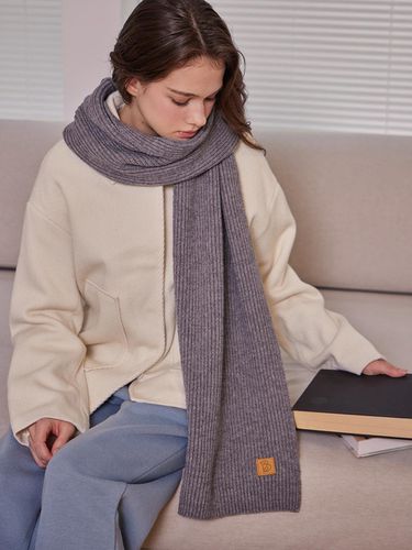 Basic Soft Logo Polyester Wool Muffler [Grey] - BELLOL - Modalova