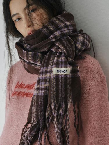 Basic Tartan Check Polyester Muffler [PURPLE] - BELLOL - Modalova