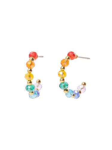 Rainbow Beaded Gold-Plated Hoop Earrings - Primaute - Modalova