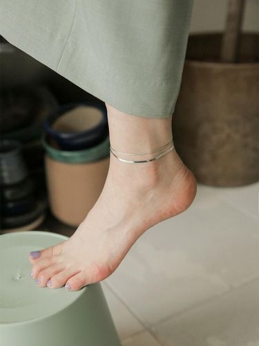 Sterling Double Embossed Texture Chain Anklet [Silver] - modernlike - Modalova