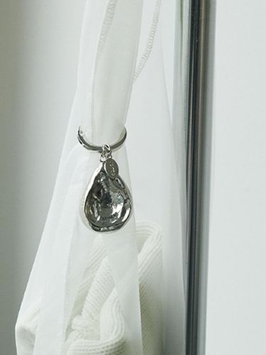 Silver Hammered Avocado Key Ring - verte - Modalova