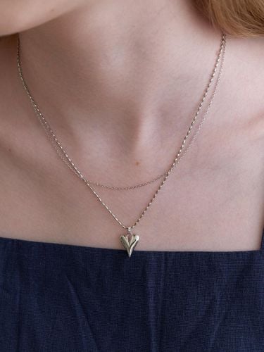 Vertical Heart Silver-plated Layered Necklace - Primaute - Modalova