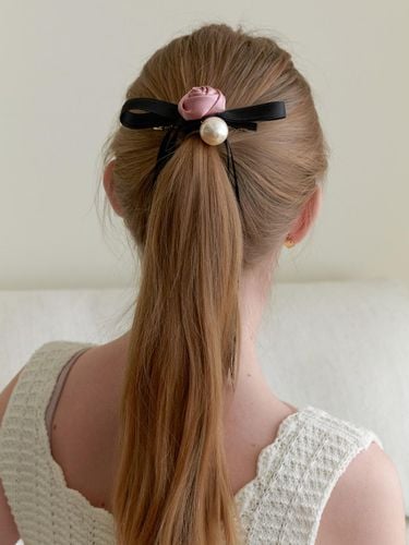 Rose Pearl Ribbon Hairpin [Pink] - Primaute - Modalova