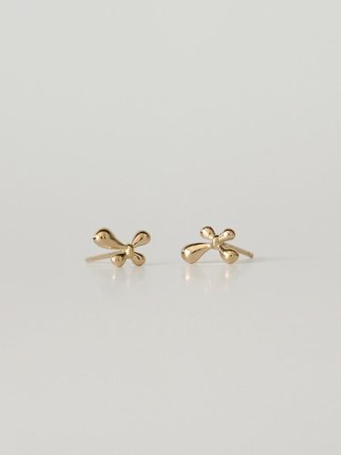 K Gold Teardrop Curved Ribbon Earrings - modernlike - Modalova