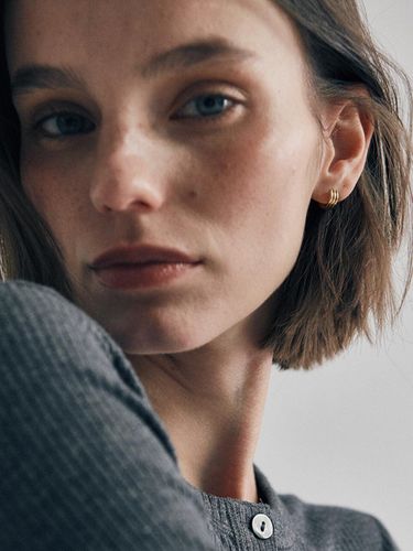 Silver Minimalist Connected Lines Earring [] - verte - Modalova