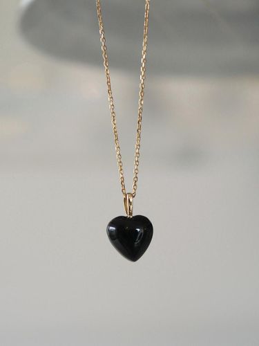 K Gold-filled Three-dimensional Heart Necklace [Black] - modernlike - Modalova