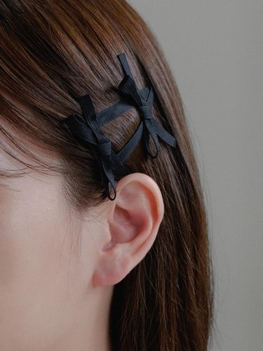 Double Ribbon Premium Fabric Hairpin - Primaute - Modalova