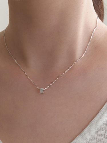 Sterling Silver Cubic Square Necklace - Primaute - Modalova