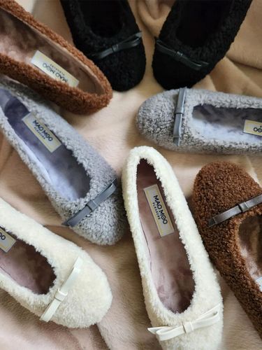 Woolly Sherpa Fleece Ribbon Flat Shoes - MAC MOC - Modalova